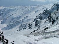 Etna, 3343 m. Bellissima visione invernale della Valle del Bove. 